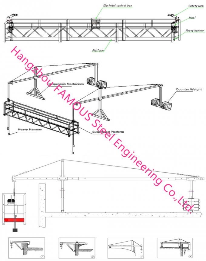Hot Dip Galvanized Suspended Scaffold Platform With Heavy Loading Capacity 0