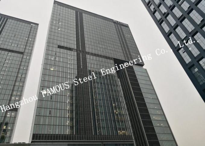 Double Silver Low E Coating Film Glazed Stick Built System Glass FaçAde Curtain Wall Office Buildings 0